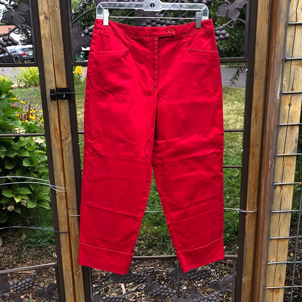 Iris Singer Collection red mostly cotton ankle pants size 10